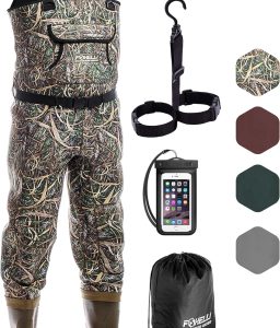 Foxelli Chest Waders, Waterproof 4mm Neoprene Hunting & Fishing Waders for Men & Women with Boots